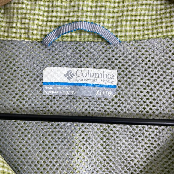 Columbia Sportswear Mens XL Short Sleeve Green Plaid Button-Up Shirt With Chest - Picture 3 of 7